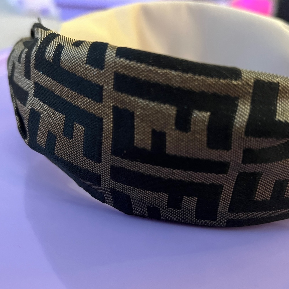 Black Patterned Women's Padded Headband Up cycled
